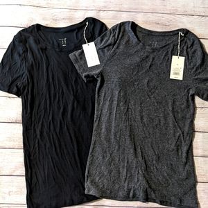 A New Day Women's Tee Shirts, Medium (Charcoal & Black)